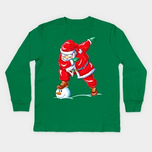 Christmas Dabbing Santa Claus Kids Long Sleeve T-Shirt